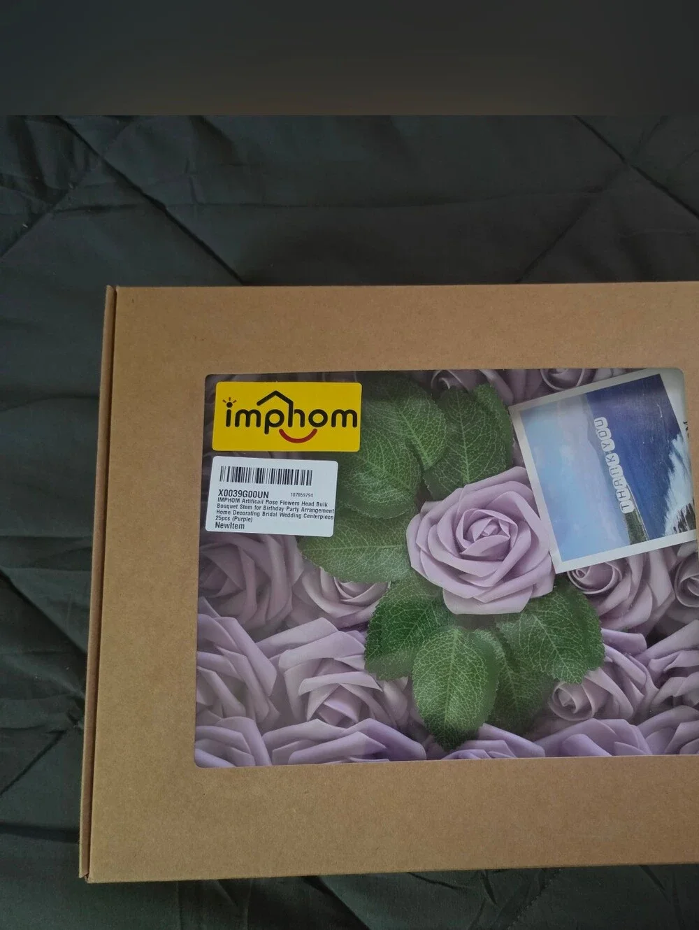Lavender Foam Rose Bundle with Green Leaves - Faux Floral Accent